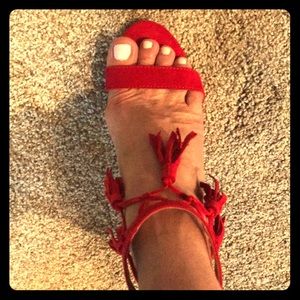 Red suede heels